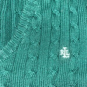 Ralph Lauren Emerald Green Cable Knit 100% Cotton Sweater